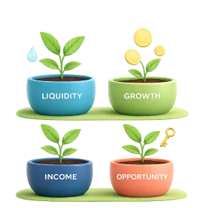 Illustration of the Beansprout four pots framework