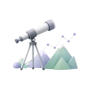 Illustration of a telescope representing the Beansprout house view