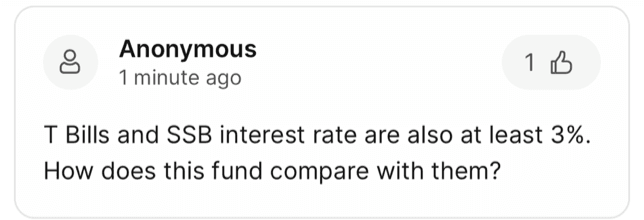 T Bills and SSB interest rate are also at least 3%. How does this fund compare with them?
