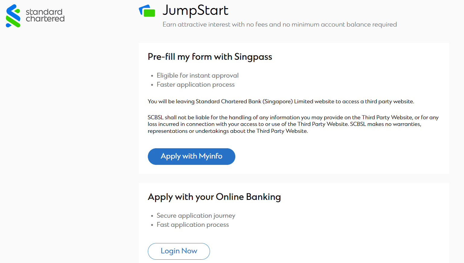Standard Chartered JumpStart Account Application Step 1